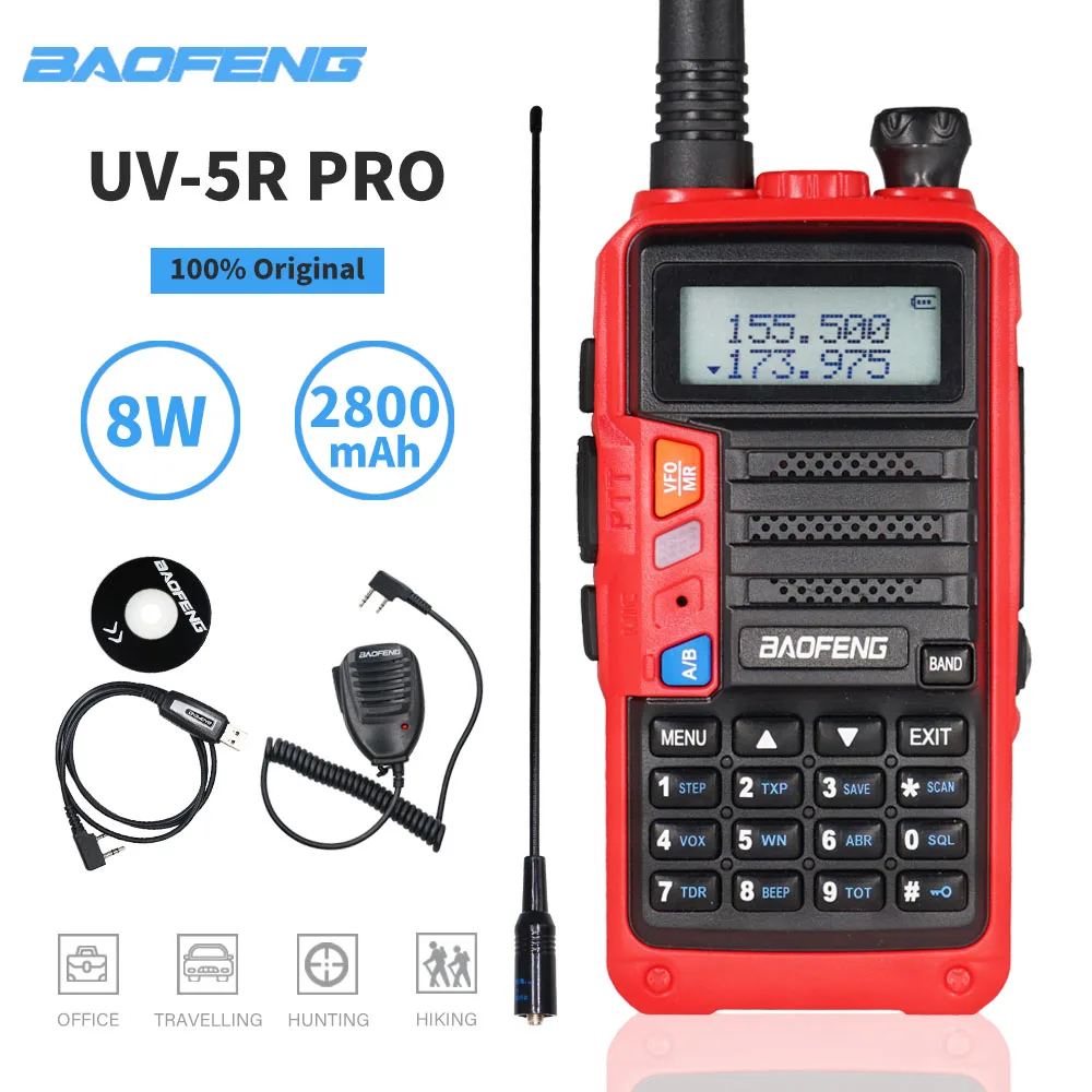 Портативная Двухдиапазонная рация Baofeng UV 5R Pro мощная 8 Вт UV5R приемопередатчик FM CB