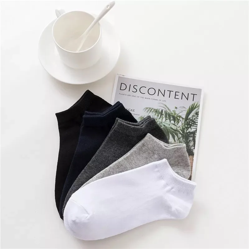Spring and summer men pure color side socks cotton low-end socks sweat-absorbing invisible boat socks