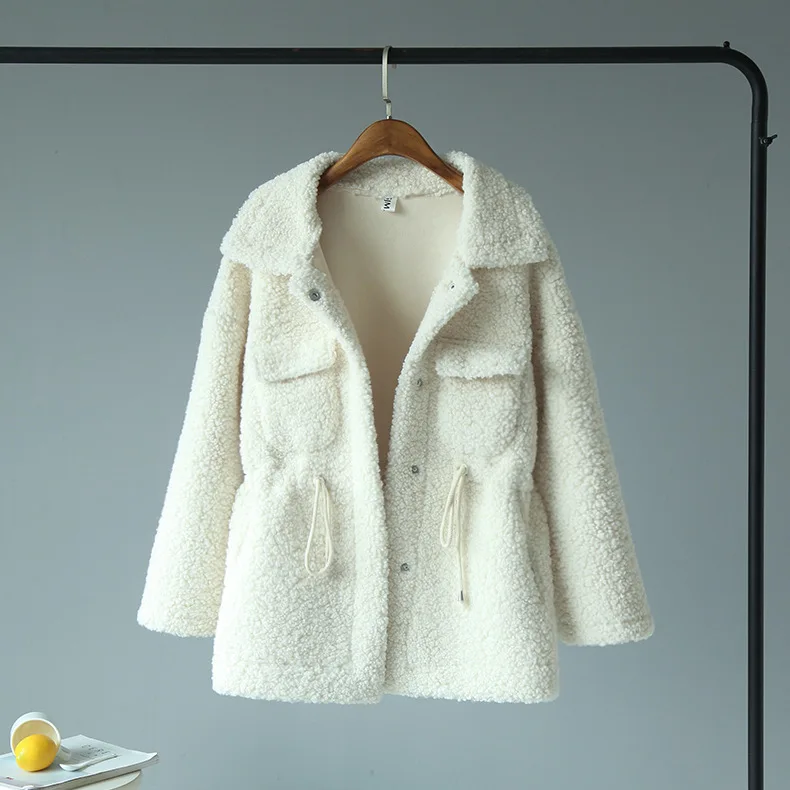 MONMOIRA/ однотонные зимние пальто из искусственного меха с отложным воротником женские повседневные теплые меховые пальто и куртки с ремешками женские cwf0227-5 - Цвет: Белый