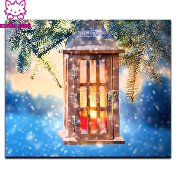 

DIY Diamond Painting Winter lantern Wall Art Picture 5D Diamond Embroidery Rhinestone Square Round Full Drill landscape Mosaic