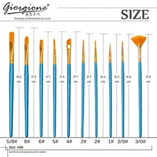 10 шт./компл. акварель гуашь Краски кисти разных Форма круглым заостренным кончиком набор нейлоновых волосяных Краски ing кисти комплект, принадлежности для живописи