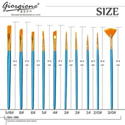 10 шт./компл. акварель гуашь Краски кисти разных Форма круглым заостренным кончиком набор нейлоновых волосяных Краски ing кисти комплект