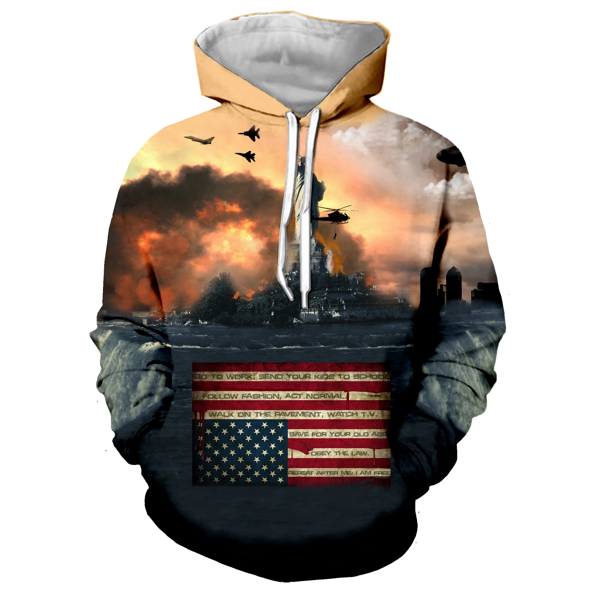 Хипстер 3D принт военный американский флаг США Статуя Свободы куртка для мужчин/wo мужчин пуловеры с капюшоном для мальчиков уличная одежда Ropa Hombre 5XL