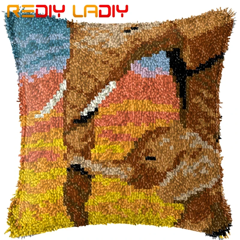 Latch Hook Kit Make Your Own Cushion Elephant Love Pre Printed Canvas