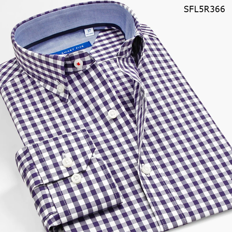 Мужская рубашка большого размера, импортная, модная, Chemise Homme, клетчатая, повседневная, приталенная, с длинным рукавом, рубашка Camisa Masculina, хлопок - Цвет: SFL5R366