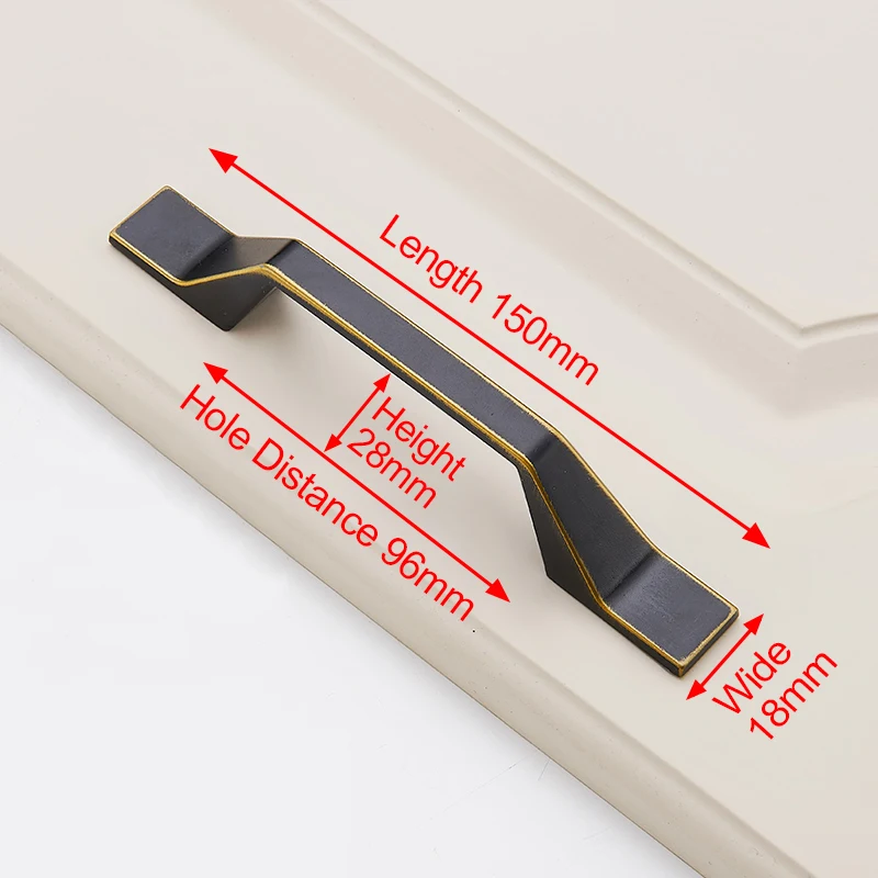 Handle-6615XH-96 NAIERDI из твердого цинкового сплава черные ручки для шкафа европейский стиль кухонный шкаф ручки для выдвижных ящиков Мебельная ручка - Цвет: Handle-6615XH-96