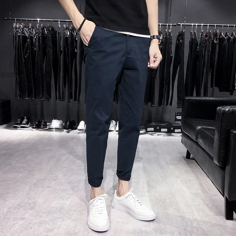 

Cotton Joggers Men Solid Men's Harem Pants 2020 Summer Fitness Casual Ankle-Length Mens Trousers Streetwear Slim Male Pants