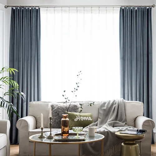 gray blue ENHAO плотные бархатные затемненные шторы с высоким затенением для гостиной Роскошные плотные оконные шторы для занавески в спальню на заказ - Цвет: gray blue