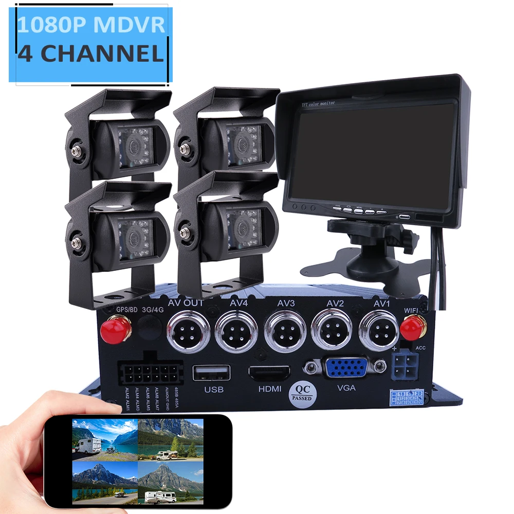 4CH GPS WIFI 1080P 512GB Мобильный автомобиль DVR система Удаленный просмотр на телефоне SONY