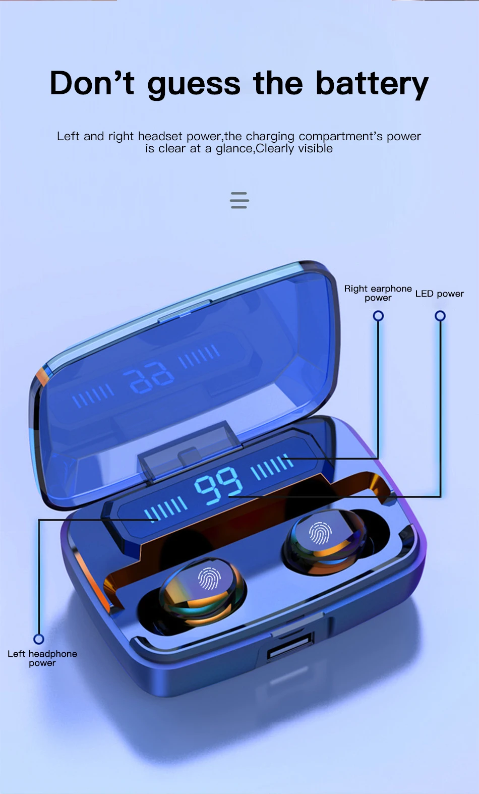 !ACCEZZ LED Display TWS Bluetooth5.0 Earphone HIFI Stereo Touch Control Headset With Charging Box Extal Power Bank Charger Phone (7)