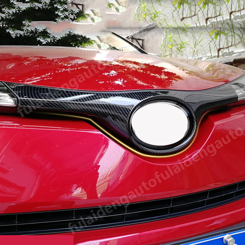 Для Toyota C-HR CHR- углеродное волокно ABS Хром Передняя промежуточная верхняя решетка гриль отделка автомобиля Стайлинг Аксессуары