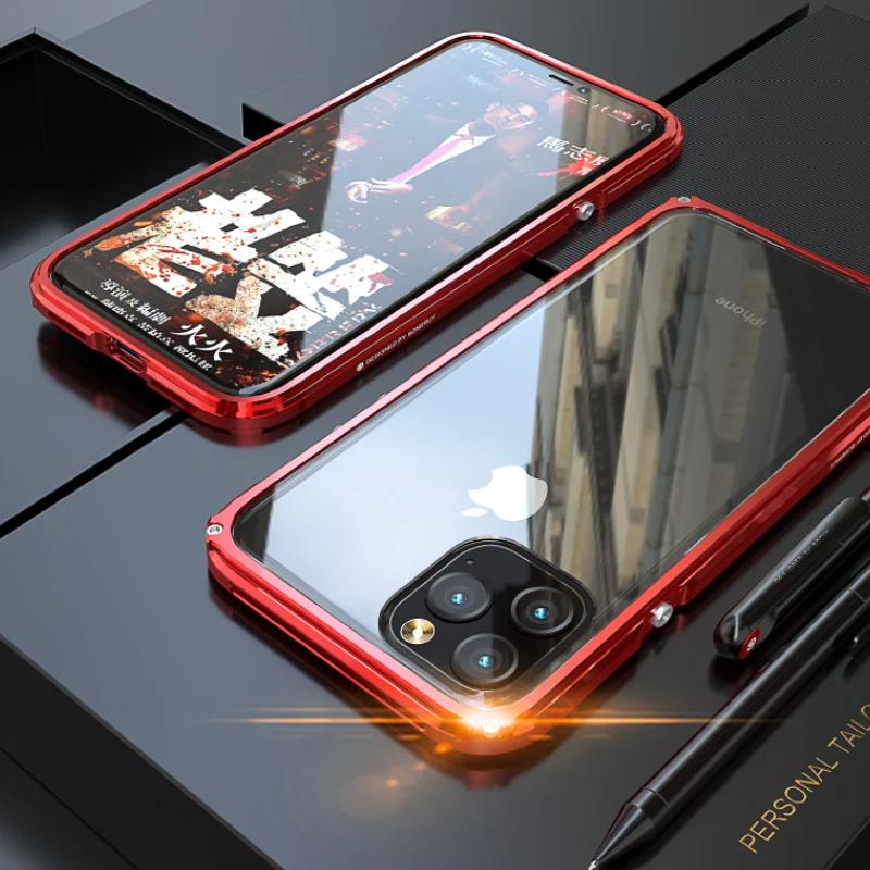 Броня металлический бампер противоударный чехол для iPhone 11 Pro Max чехол сверхмощный защитный чехол для iPhone 11 Pro чехол X XR XS Max - Цвет: Red