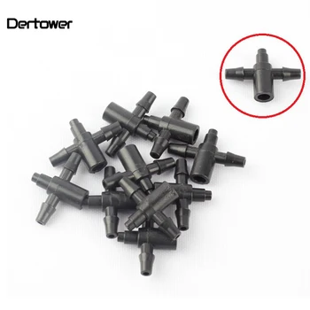 

100pcs 4mm Female to Barbed 3/5mm Tee Connector Hose Joint Water Splitter for Garden Irrigation Drip System Raised Bed Veg Plots