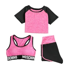 Комплект из 3 предметов, Спортивная футболка и короткие с высокой талией штаны+ пальто с капюшоном+ футболка+ бюстгальтер+ штаны, женская одежда для йоги на открытом воздухе, быстросохнущая одежда для спортзала фитнеса, спортивный комплект