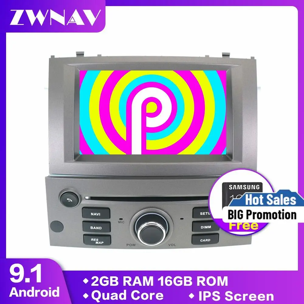 Android 9 1 автомобильный DVD-плеер GPS ГЛОНАСС навигационный блок для Peugeot 407 2004-2010 BT