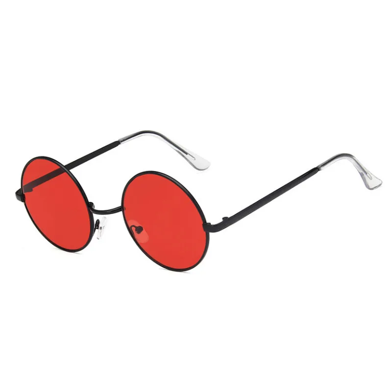 Круглые Солнцезащитные очки для женщин, красные, желтые, синие, зеленые, прозрачные линзы, солнцезащитные очки для женщин, маленькие хип-хоп солнцезащитные очки De Sol - Цвет линз: black red