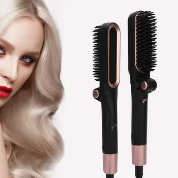 

3 Gears Temperature Massage Straightening Comb Folding Hair Straightener Comb Hair Styling Tools Accessories 100-240V