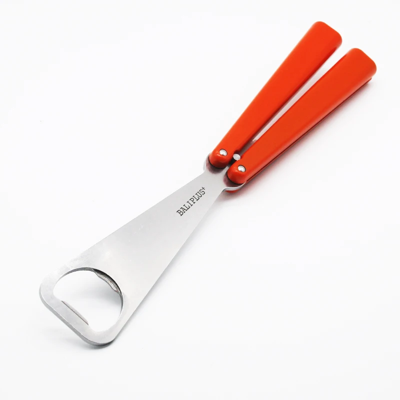 

Baliplus Orange Butterfly Bottle Opener Trainer Traing Knife Not Sharp Jilt Knife Free-swinging Flail Hunting Tool Gift Knives