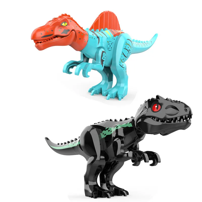 Светло-серый 2 шт. Парк Юрского периода Раптор динозавры Tanystropheus спинозавр Indoraptor Baryonyx фигурки строительные блоки кирпичи детские игрушки - Цвет: Светло-серый