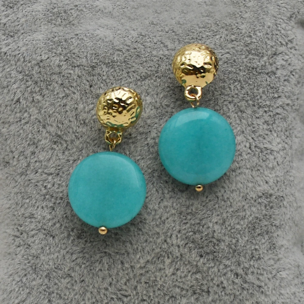 

KBJW Basic Winter Earrings Lucky Blue Natural Stone Pendant Stud Earrings Fashion Women Earring Jewelry Ear Accessories Birthday