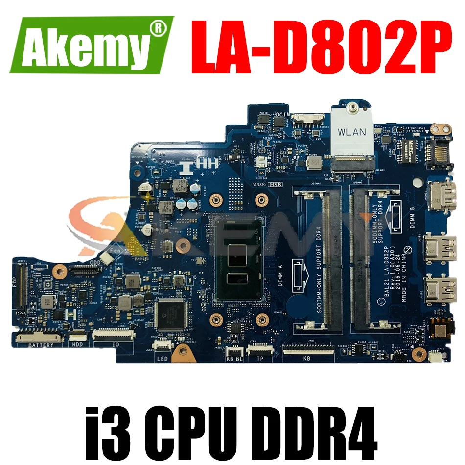 CN-02R3V9 02R3V9 057K0H 57K0H для DELL 15 5567 17 5767 ноутбук материнская плата BAL21 LA-D802P W/ Core i3