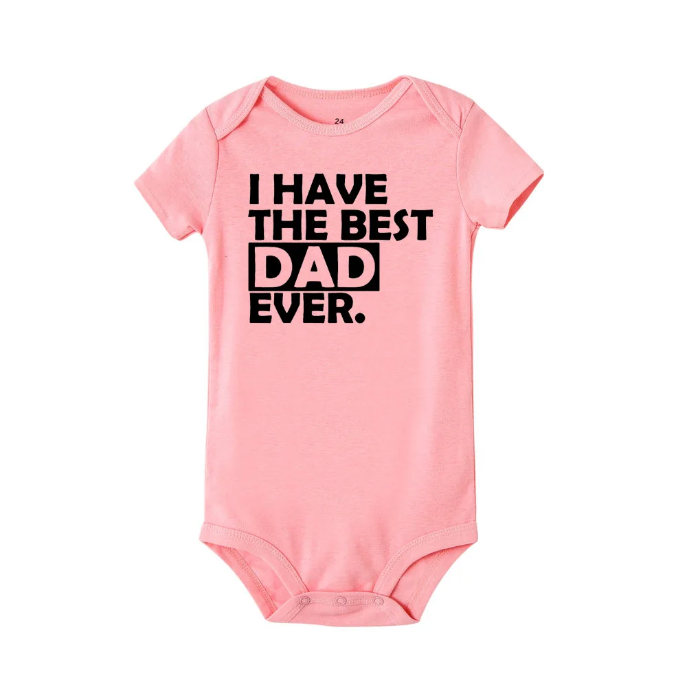 RA91-SRPPK- Хлопковый комбинезон для Близнецов с надписью «I Have The Best Dad and Mom Ever»; Забавный комбинезон для новорожденных мальчиков и девочек - Цвет: RA91-SRPPK-
