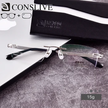 

Titanium Prescription Glasses for Men Rimless Astigmatism Eyewear Man Optical Glasses Frames with Lenses ( Myopia only ) J85365