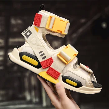 

Open Toe 2020 Summer Mens High Top Shoes Gladiator Sandals Platform Comfortable Beach Sandals Male Canvas Sandalss Trend Shoes