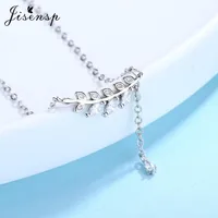Jisensp Delicate Crystal Tree Branches Pendant Necklace Bohemian Style Chain Tassel Leaves Choker Necklace for Women Party Gift