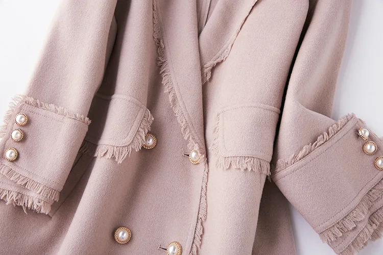 Shuchan/длинное пальто с кисточками Casaco Feminino, женское двубортное пальто с широкой талией, длинное корейское модное пальто, Осень-зима
