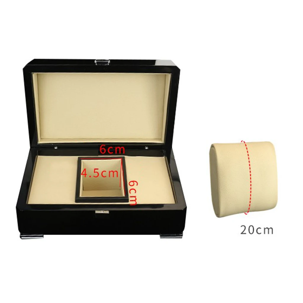 

Piano Shape Wooden Watch Box Case for Women Men Single Slots PU Cushion Storage Organizer Display Box Holder, Durable