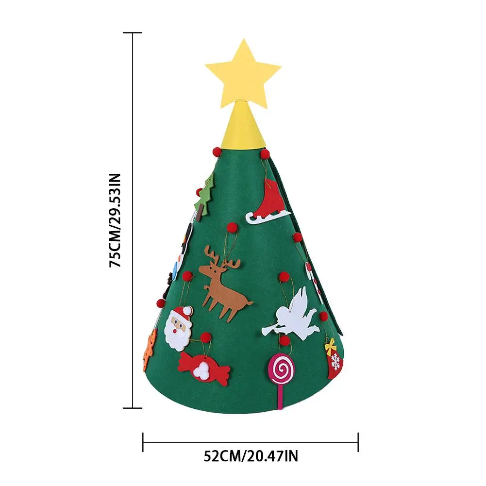DIY Войлок Рождественская елка новогодний Рождественский подарок для детей 3D круглая Рождественская елка DIY Нетканая Рождественская елка ручной работы подарок Прямая