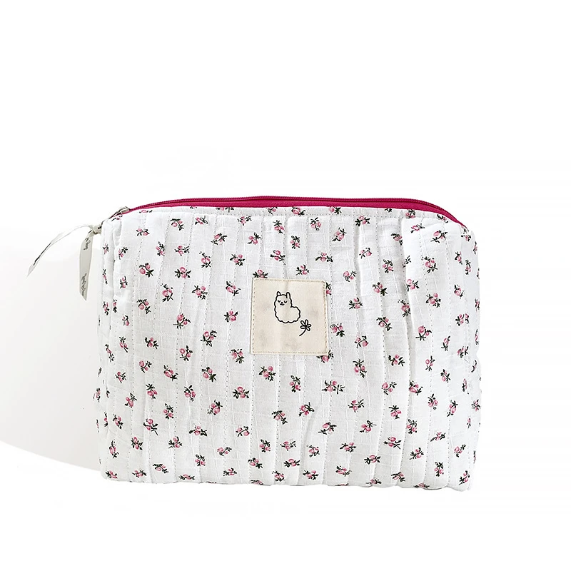 floral quilted makeup bag