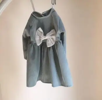 

2020 ins Baby Girls Japan and South Korea Bow Dress New Girls Long Sleeve Corduroy Casual Garden A-Line Dress