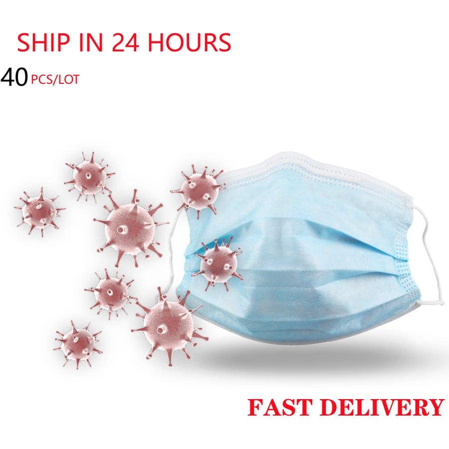 

hot sale 40Pcs Disposable Face Mask Nonwove Ply Filter Mouth Face Mask Dust Meltblown Mouth Masks