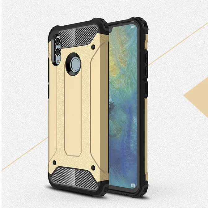 Противоударный чехол s для huawei P Smart чехол силиконовый ПК+ резина Гибридный чехол-накладка Coque Psmart+ P Smart плюс Чехол Fundas - Цвет: Golden
