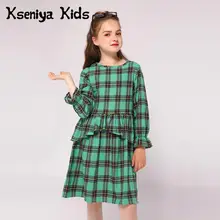 Kseniya Kids/ дизайн; хлопковое шерстяное теплое платье с длинными рукавами для девочек; платье с рюшами для детей от 2 до 9 лет