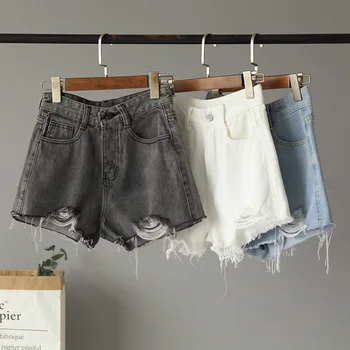 

Personality, temperament, versatile, Korean version, high waist, thin jeans, shorts