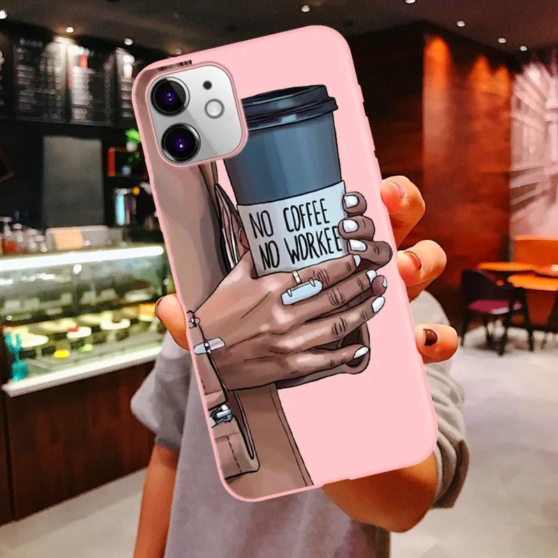 New Year Christmas boss coffee Vogue girl Pink Silicone Candy Case Coque For iPhones 11 Pro Max 2019 Xs 6S 7 8 Plus X XS Max XR