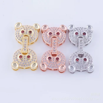 

5pcs Cute Bear Clasps Connector Copper Fastener for DIY Pearls Beaded Bracelets Necklaces Accessories Jewelry Findings JC41