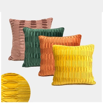 

Luxury Golden Green Jacquard Pillow Cover Home Decor Geometric Jacquard Cushion Cover Velvet Pillow Case 45x45cm Sofa Cushions
