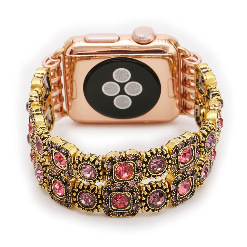 Роскошный браслет с бриллиантами для Apple watch band 38 мм 42 40 44 металлический ремешок