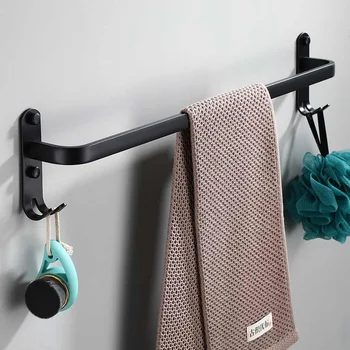 

Space Aluminum Horizontal /Parallel Bar Towel Rack Holder Shelf nNt Punched Wall Hanging Towel Bar Storage Shelf 60cm