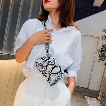 

Snake Printing Shoulder Messenger Chest Bag Women Pu Leather Waist Fanny Belt Packs Casual Phone Money Pouch Crossbody Bags J3