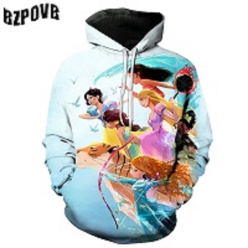  New 3D Print Disney Princess Printing Tops Fashion Suitable for men and women Hooded Sweatshirt Fas