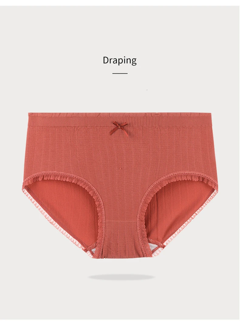 Bow Panties New Seamless Brief Women's Underwear Elastic Comfortable Color Bow Breathable Antibacterial Ruffles Panties Women