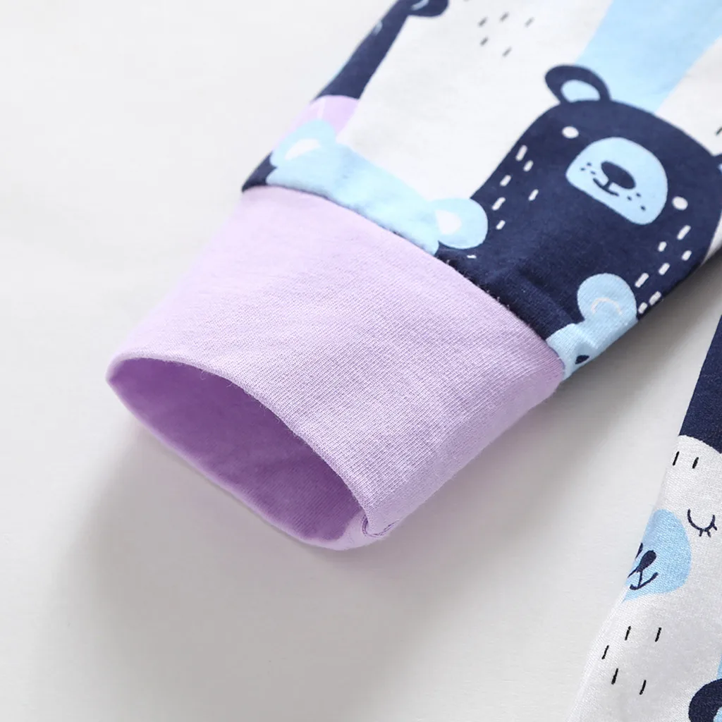 Kawaii/детская одежда для маленьких детей осенние Топы с длинными рукавами и рисунком медведя+ штаны, пижамы, одежда для сна W909