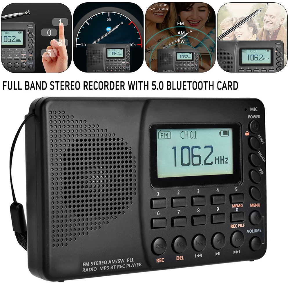 K 603 Полнодиапазонный Bluetooth Радио FM AM SW Портативный Карманный MP3 Цифровой REC