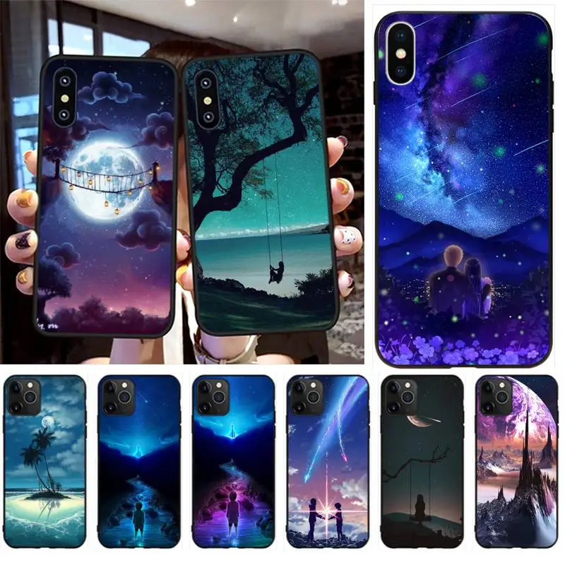Чехол для телефона PENGHUWAN блестящий с технологией moon and sun iPhone 11 pro XS MAX 8 7 6 6S Plus X 5S SE XR