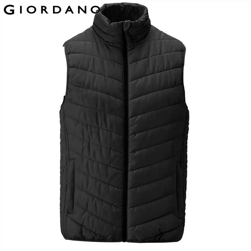 Giordano мужские куртки со стоячим воротником, без рукавов, стеганая куртка Homme с двойным карманом на молнии, Теплая мужская куртка, 01079724
